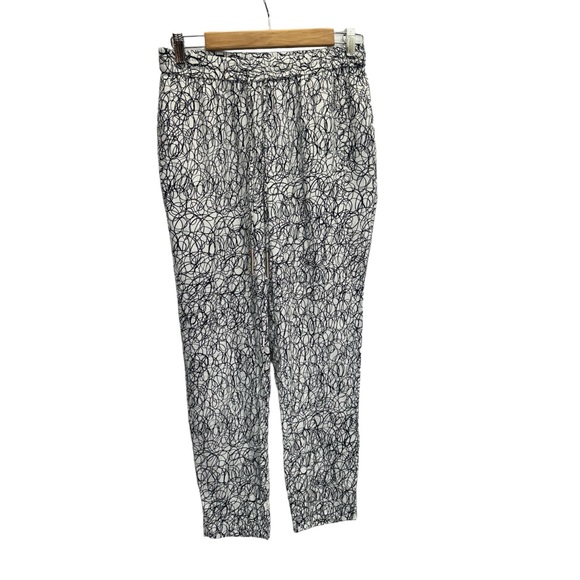 Diane Von Furstenberg BENNETT Silk Printed Pant Scribble Maze Size 4 - Picture 2 of 8